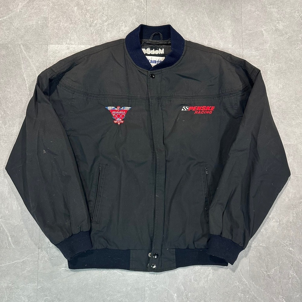 Vintage Penske Racing Indianapolis 500 Bomber Jacket Black Mens Large 1996 Indy